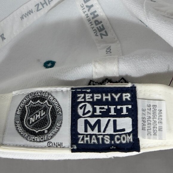 San Jose Sharks NHL Stretch Fit M/L Hat Cap Zephyr White Hockey California Mens - Picture 10 of 13